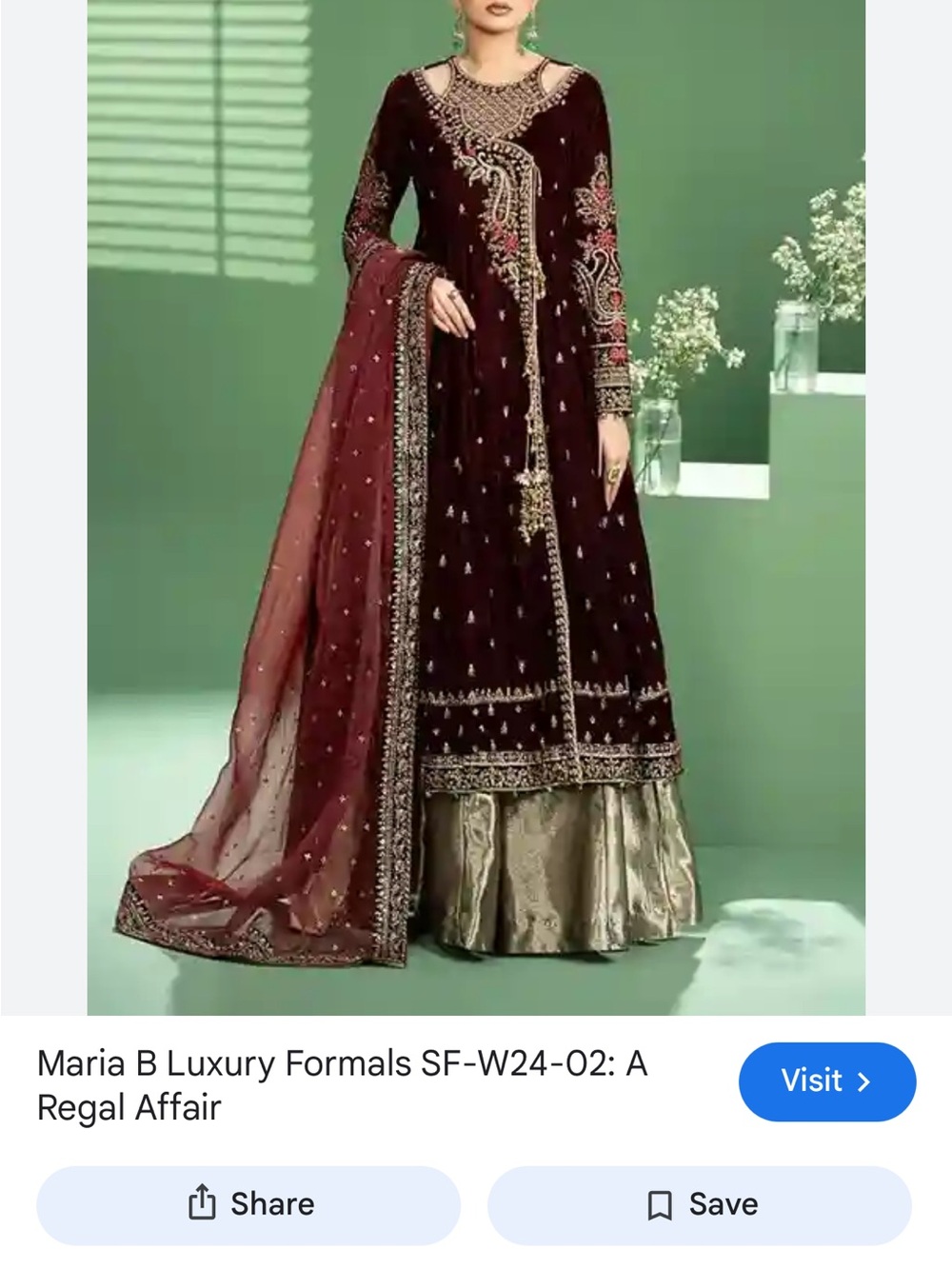 Embroidered Maroon Long Sleeve Formal Dress with Gold Skirt